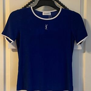 Yves Saint Laurent YSL  Royal Blue Terry Ringer Vintage Shirt Medium